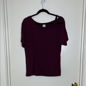 Kaileigh Deep Burgundy Blouse with Shoulder Cutout